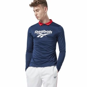 Reebok Classic Football Polo Sweatshirt Herren - Navy - DE 692-DJL